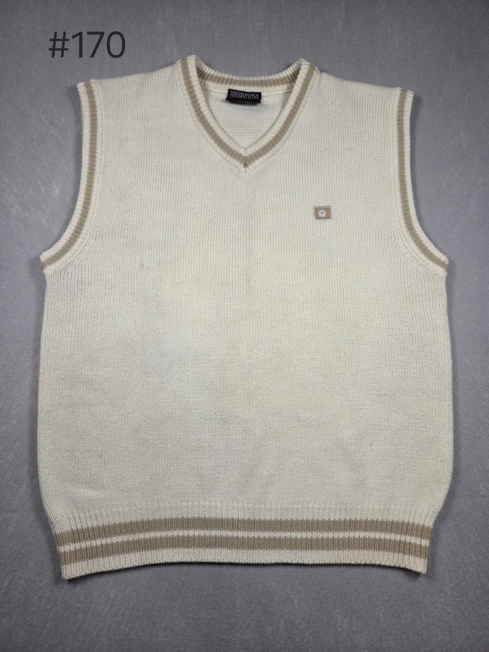 Vintage Southpole Authentic Collection Sweater Vest Mens Large Cream Knit Y2K
